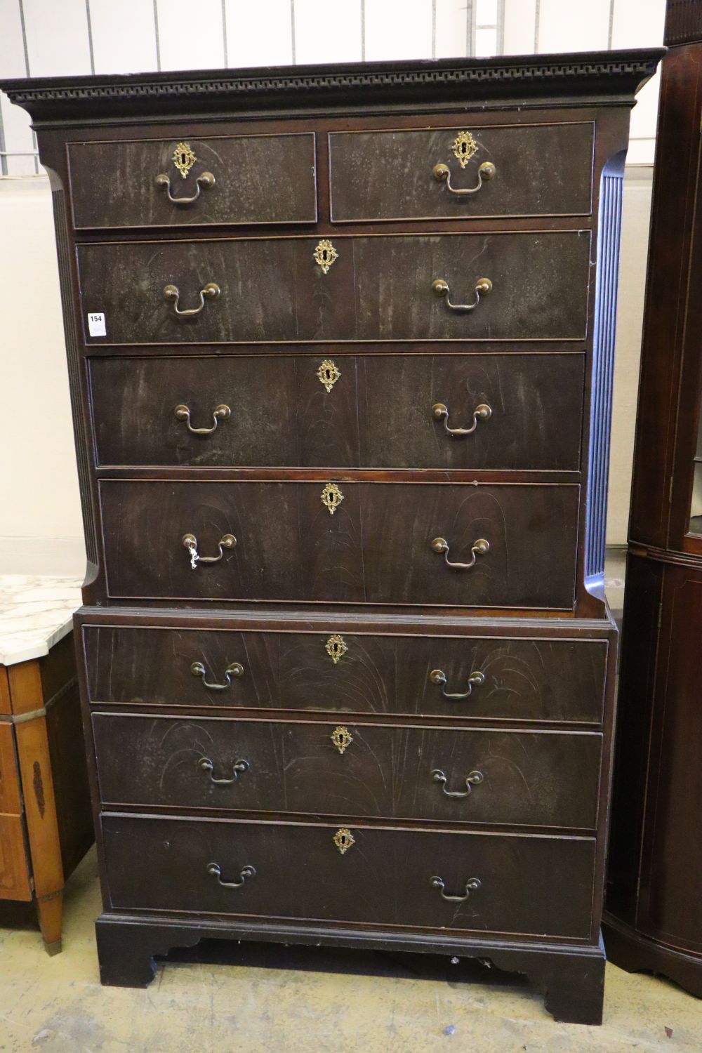 A George III mahogany chest on chest, width 112cm